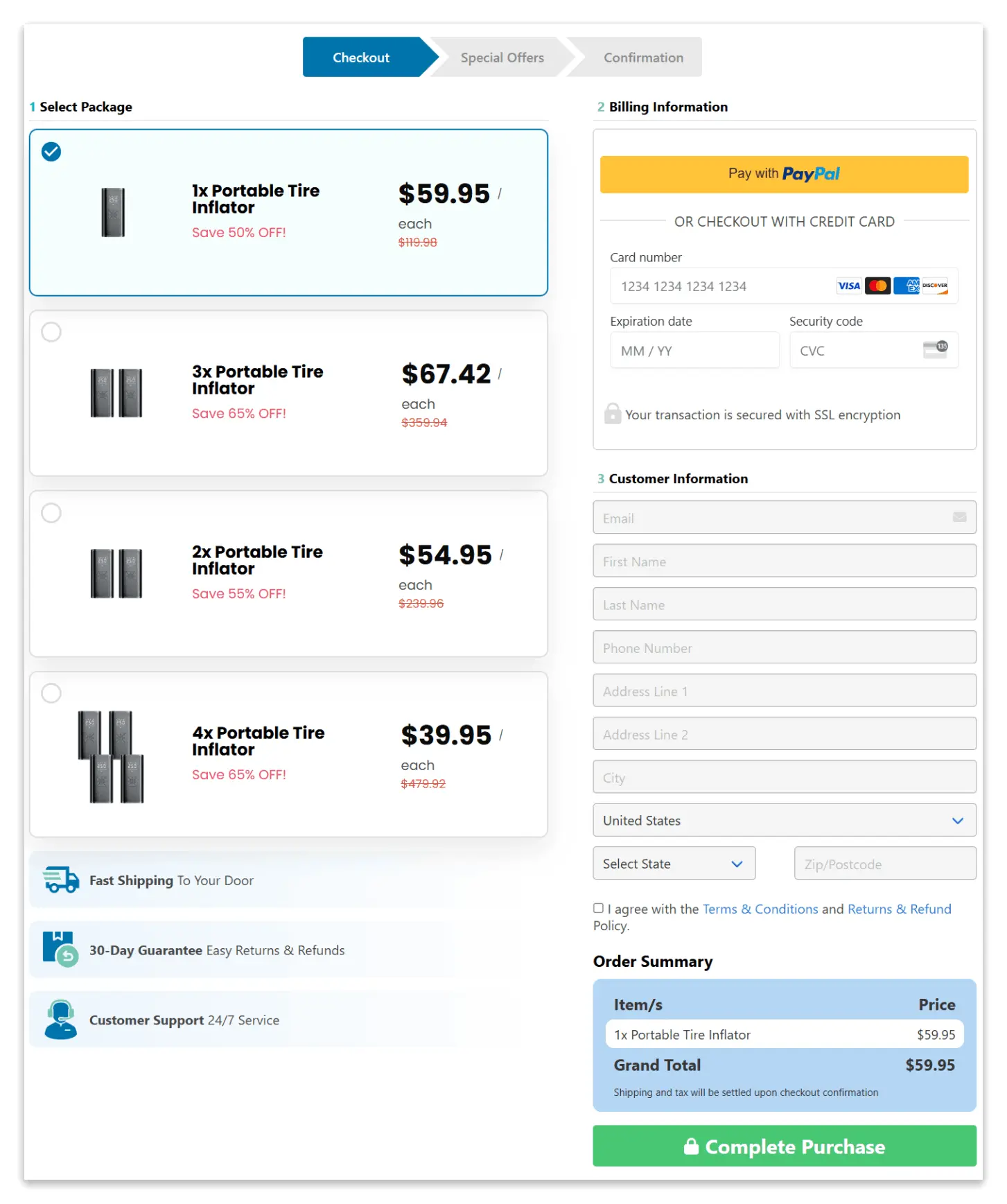 Air Pump secure checkout page